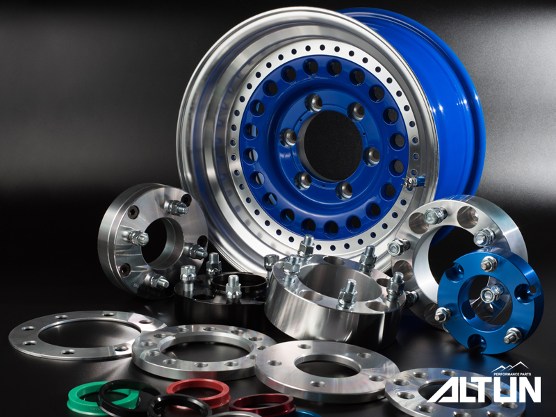 various wheel spacers such as bolt on spacers and PCD adapters